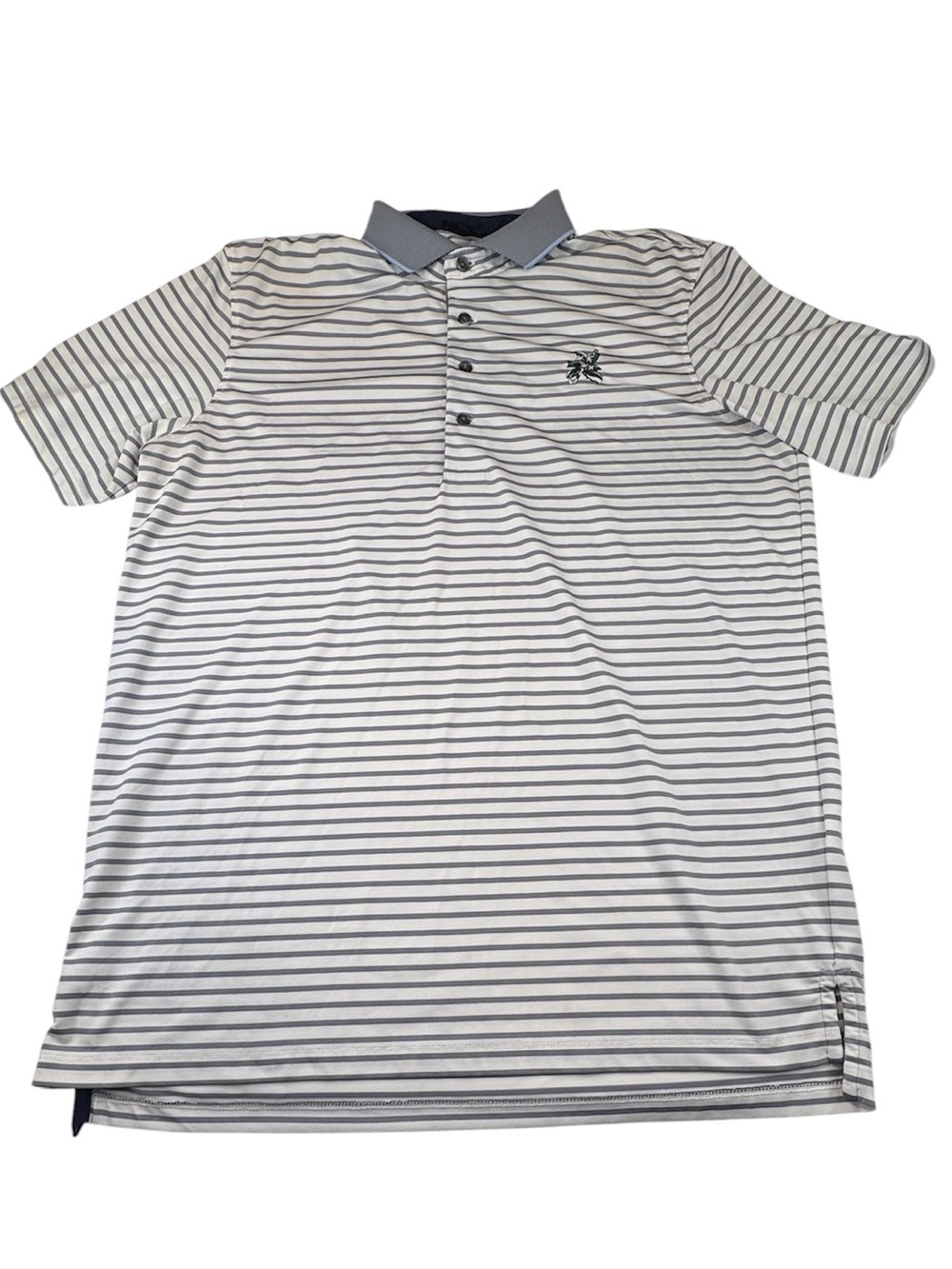Greyson Polo Men's Medium White/Silver Striped Golf Short Sleeve Stretch Shirt